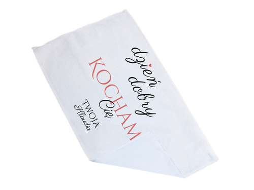 Ręcznik personalizowany Dzień dobry kocham Cię na Walentynki - 30x50 cm