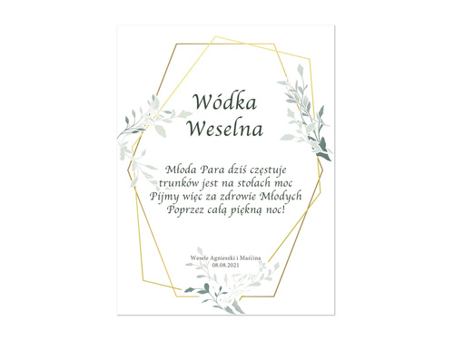 Etykiety personalizowane na butelkę z Wódką Weselną - 9 szt.