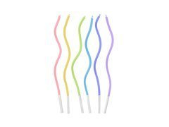 Świeczki urodzinowe zakręcone pastelowe - cm - 6 szt.