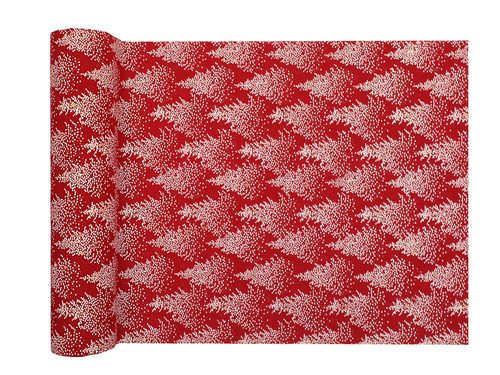 Dekoracja bieżnik na stół Jodła - czerwony - 28 cm x 3 m - 1 szt.