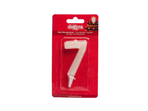 Świeczka cyferka 7 fluorescencyjna - 1 szt.
