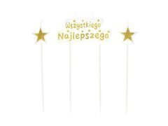 Świeczki pikery - złoty brokatowy napis Wszystkiego Najlepszego