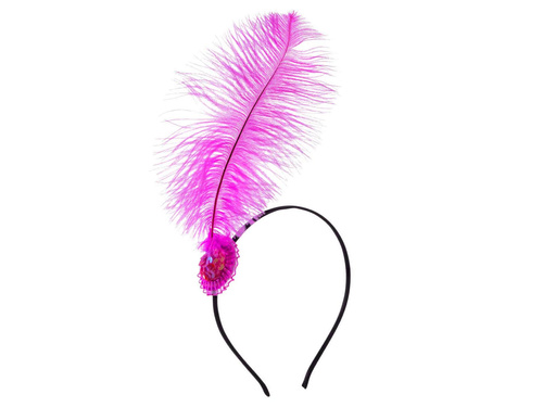 Opaska retro z ciemnoróżowym piórem - 1 szt.