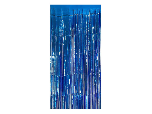 Kurtyna - zasłona na drzwi niebieska metaliczna - 100 x 200 cm