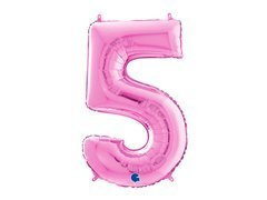 Balon foliowy cyfra 5 fuksjowa - 66 cm - 1 szt.