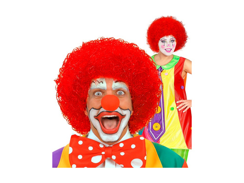 Czerwona peruka klauna włosy afro