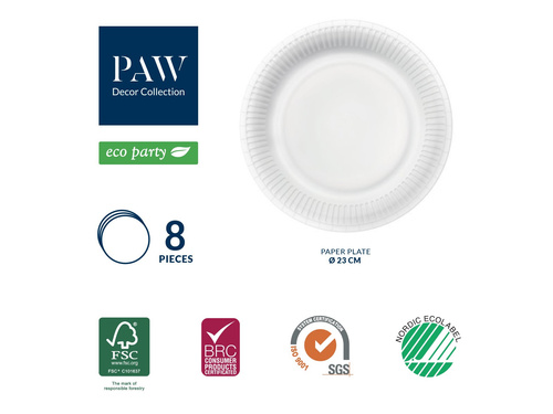 Talerzyki papierowe Róże - 23 cm - 8 szt.