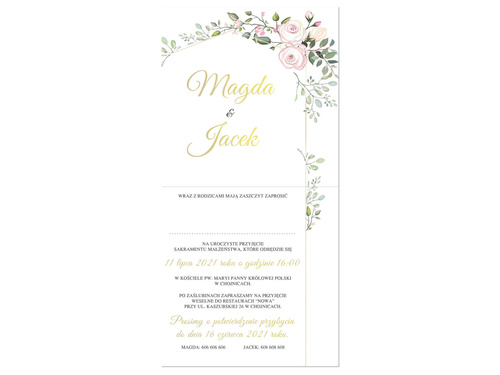 Zaproszenie personalizowane na ślub z kopertą - 6 szt.