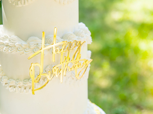 Topper na bok tortu Happy Birthday - złoty - 1 szt.