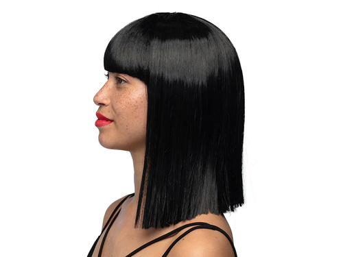 Peruka czarna z grzywką - 1 szt.