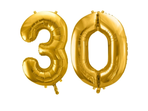 Balony foliowe cyfra 30 złote - 86 cm - 2 szt.