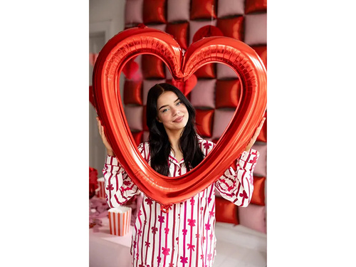 Balon foliowy Serce czerwone ramka do zdjęć - 73 x 72 cm - 1 szt.