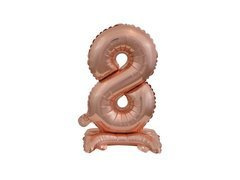Balon foliowy stojący cyfra 8 różowe złoto - 38 cm - 1szt.