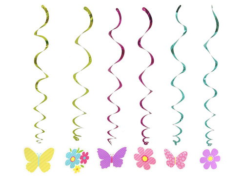 Dekoracja wisząca - Kwiatuszki i Motylki - 1 m - 6 szt.