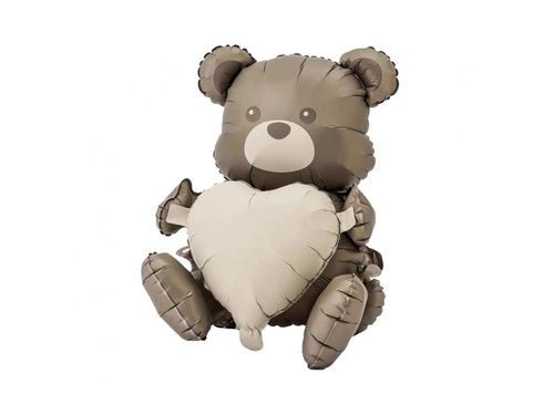 Balon foliowy stojący Miś 3D - brązowy - 55x41x33 cm - 1 szt.