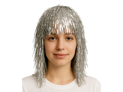 Peruka foliowa srebrna - 1 szt.