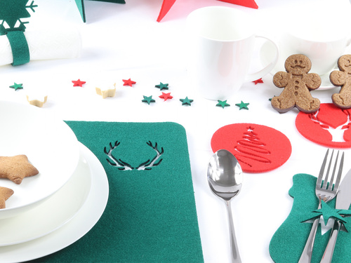 Etui na sztućce z miękkiego filcu - Renifer - 2 szt.