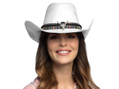 Kapelusz kowbojski Django biały - 1 szt.