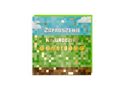 Zaproszenie urodzinowe Piksele - 5 szt.