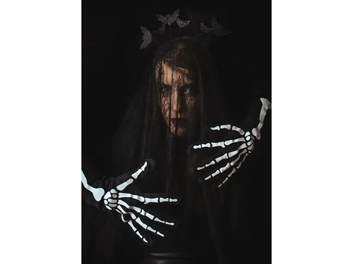 Rękawiczki świecące w ciemności Szkielet - 39,5 cm - 1 para