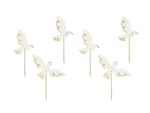 Pikery na babeczki Gołąbki na I Komunię Świętą - 6 szt.