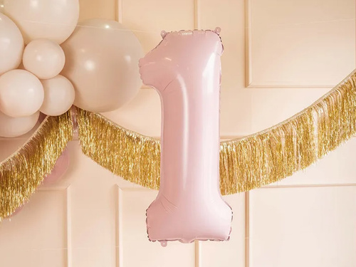 Balon foliowy jasnoróżowy cyfra 1 - 72 cm - 1 szt.