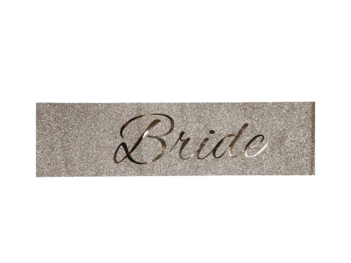 Brokatowa szarfa z napisem Bride złota - 1 szt.