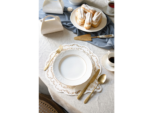 Podkładki pod talerze złote listki - białe - 35,5 cm - 6 szt.