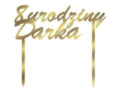 Topper z lustrzanej pleksi złoty na tort personalizowany