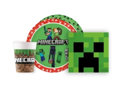 Zestaw kubeczki + talerzyki + serwetki papierowe Mineraft - 36 szt.