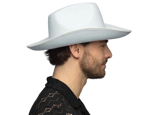 Kapelusz kowbojski z cyrkoniami biały - 1 szt.