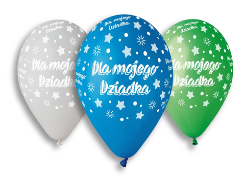 Balony lateksowe z nadrukiem Dla mojego dziadka - mix - 33 cm - 5 szt.