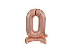 Balon foliowy stojący cyfra 0 różowe złoto - 38 cm - 1szt.