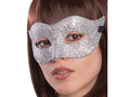 Maska karnawałowa srebrna z brokatem - 1 szt.