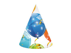 Czapeczki urodzinowe Błyszczące Baloniki - 6 szt.