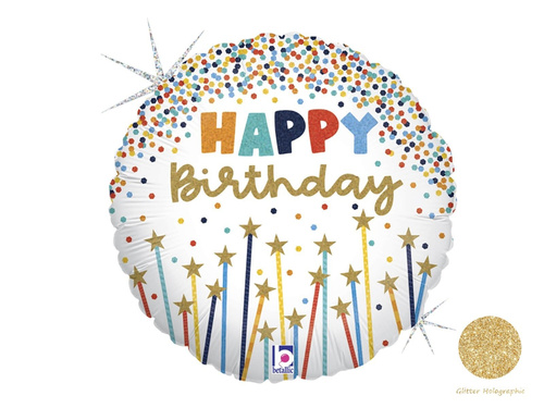 Balon foliowy urodzinowy Happy Birthday - 46 cm - 1 szt.