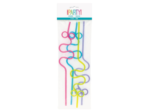 Słomki zakręcone mix kolorów - 30 cm - 4 szt.