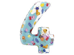 Balon foliowy cyfra 4 Świnka Peppa - 52x72 cm - 1 szt.