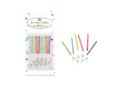Świeczki urodzinowe kolorowe - 6 cm - 20 szt.