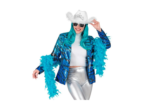 Imprezowa marynarka Party Fashion - niebieskie cekiny w falisty wzór