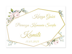 Personalizowana naklejka na księgę gości na I Komunię Świętą - 1 szt.