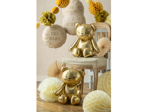 Balon foliowy stojący Miś - złoty - 43 x 53 cm - 1 szt.