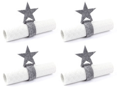 Serwetnik ze wzorem świątecznym - Gwiazda - 21 cm - 4 szt.