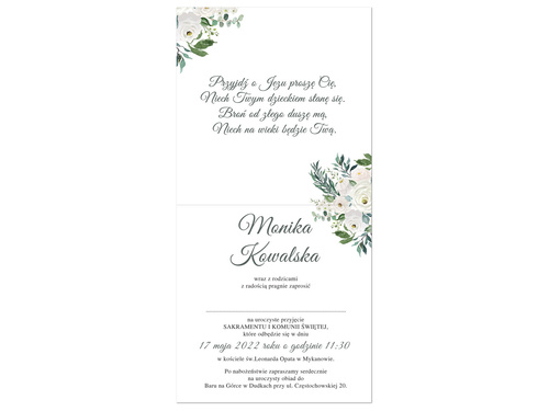 Zaproszenia personalizowane na I Komunię Świętą - 6 szt.