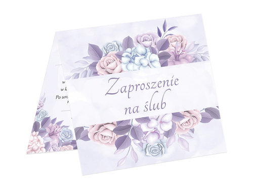 Zaproszenie na ślub z kopertą lawendowe - 6 szt.