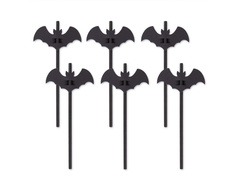 Słomki Nietoperze na Halloween - 20 cm - 12 szt.