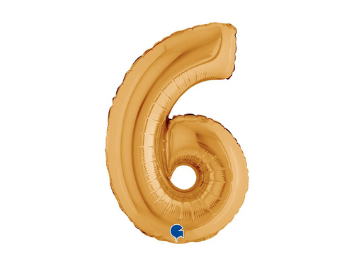 Balon foliowy cyfra 6 złoty - 14" - 1 szt.