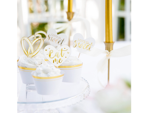 Pikery na muffiny Ślubne - 10 cm - 12 szt.