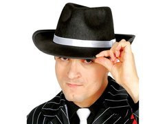 Kapelusz gangstera czarny z białą lamówką - 1 szt.