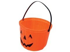 Wiaderko pomarańczowe z dynią na Halloween - 20 cm - 1 szt.
